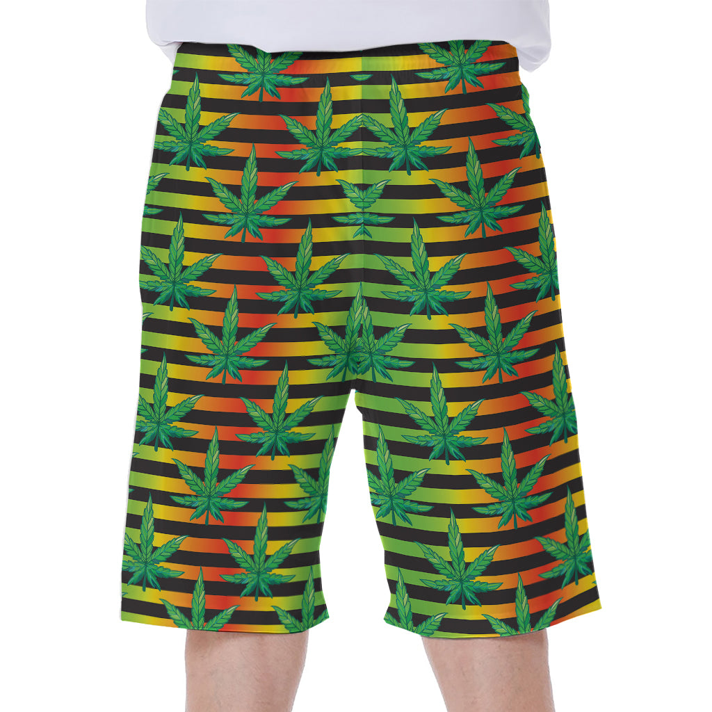 Rasta Striped Pattern Print Men's Beach Shorts