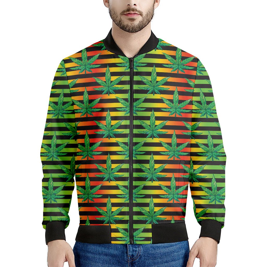 Rasta Striped Pattern Print Men's Bomber Jacket