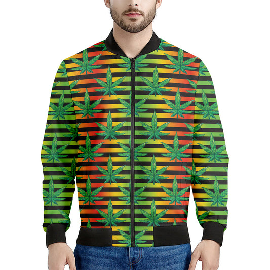 Rasta Striped Pattern Print Men's Bomber Jacket