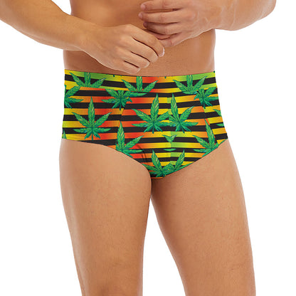 Rasta Striped Pattern Print Men's Briefs