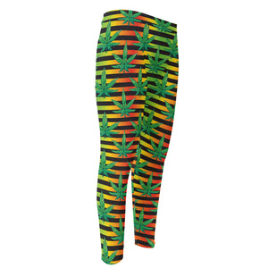 Rasta Striped Pattern Print Men's Compression Pants