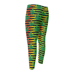 Rasta Striped Pattern Print Men's Compression Pants