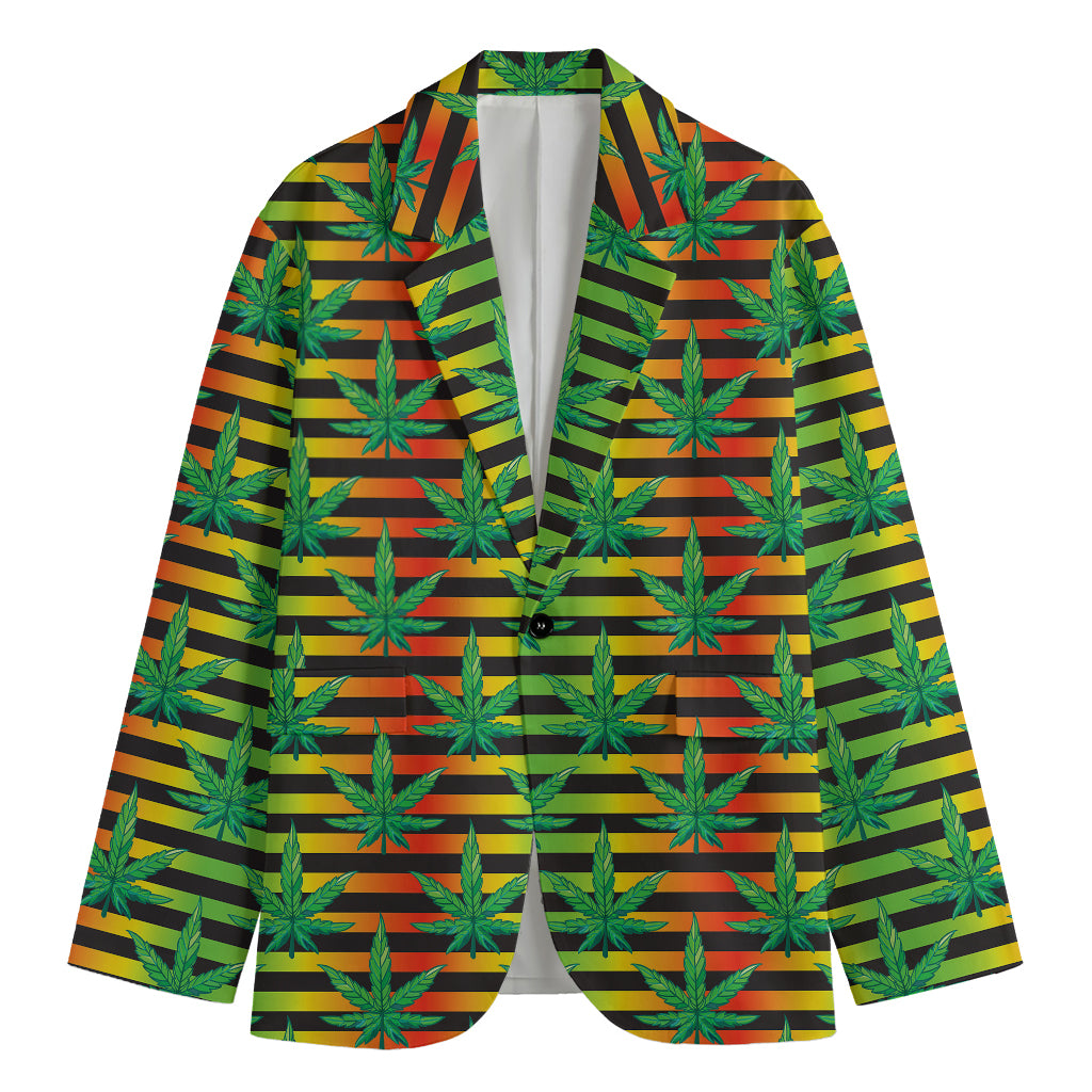 Rasta Striped Pattern Print Men's Cotton Blazer