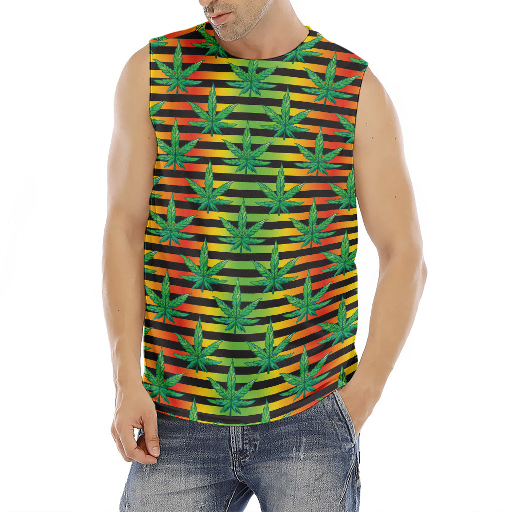 Rasta Striped Pattern Print Men's Fitness Tank Top