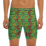 Rasta Striped Pattern Print Men's Long Boxer Briefs