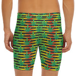 Rasta Striped Pattern Print Men's Long Boxer Briefs