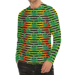 Rasta Striped Pattern Print Men's Long Sleeve Rash Guard