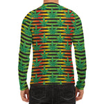 Rasta Striped Pattern Print Men's Long Sleeve Rash Guard