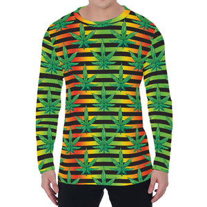 Rasta Striped Pattern Print Men's Long Sleeve T-Shirt