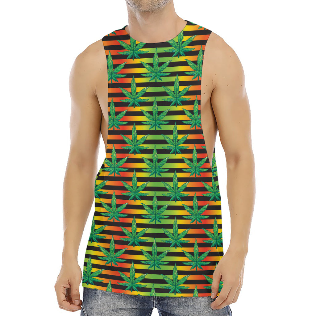 Rasta Striped Pattern Print Men's Muscle Tank Top