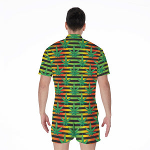 Rasta Striped Pattern Print Men's Rompers