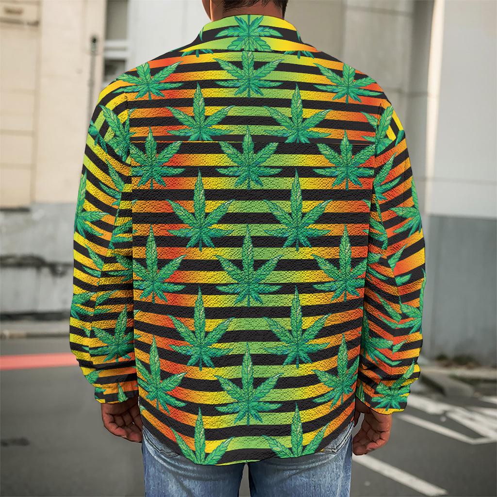 Rasta Striped Pattern Print Men's Shirt Jacket