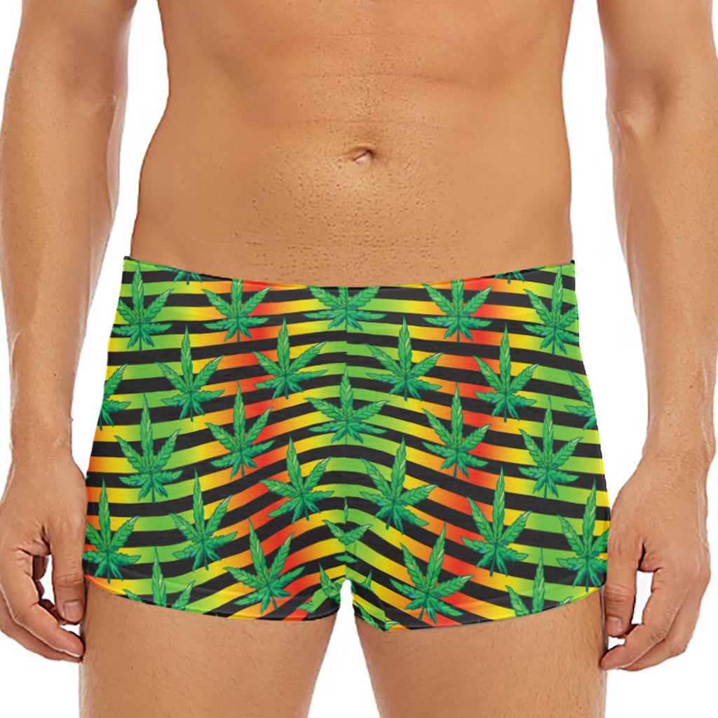 Rasta Striped Pattern Print Men's Short Boxer Briefs