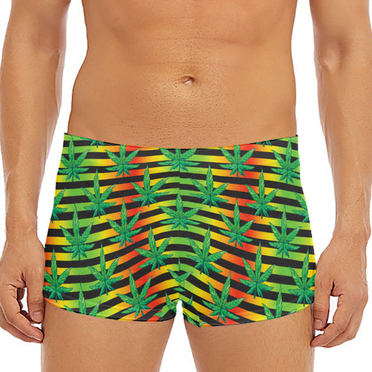 Rasta Striped Pattern Print Men's Short Boxer Briefs