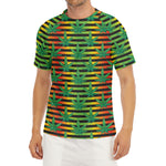 Rasta Striped Pattern Print Men's Short Sleeve Rash Guard