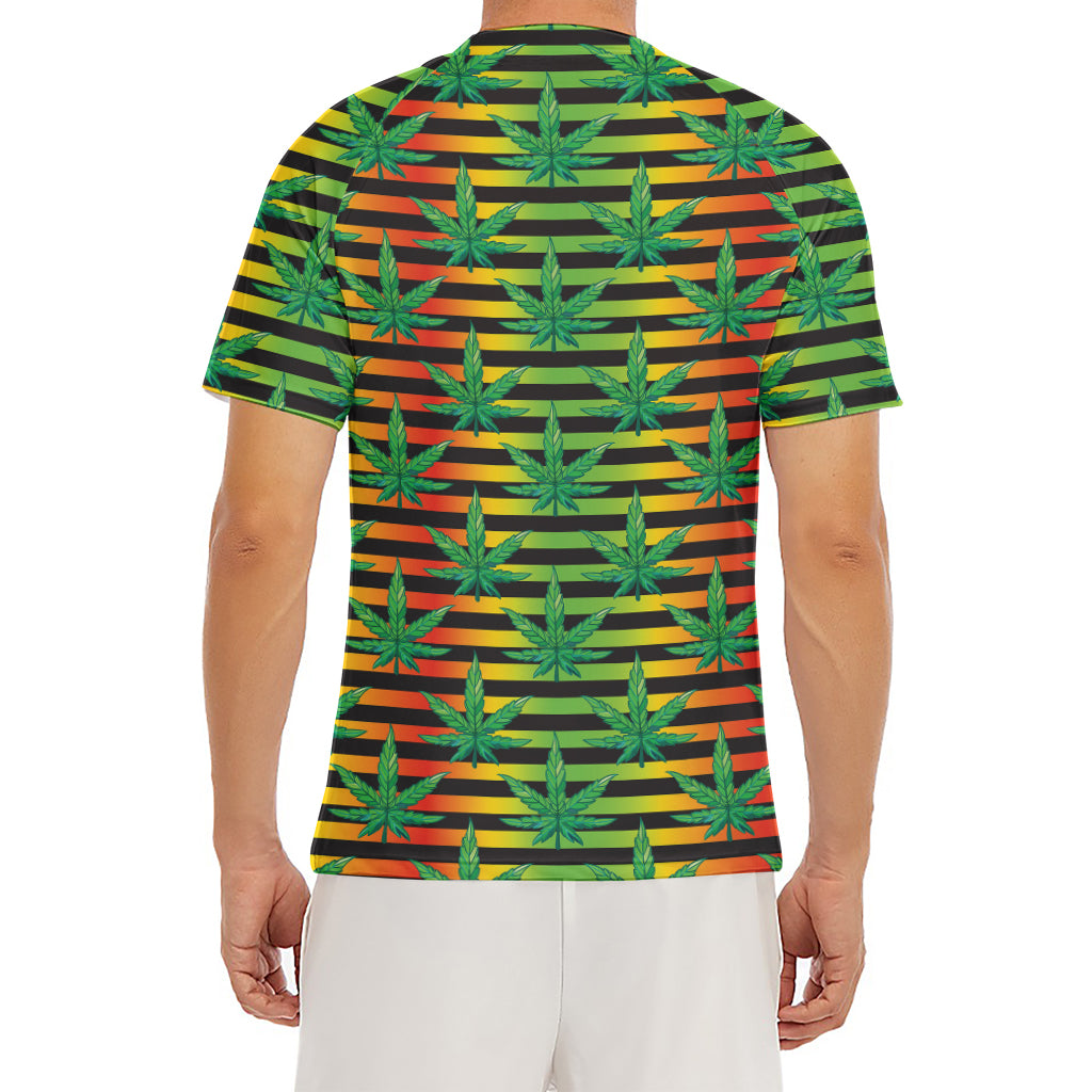 Rasta Striped Pattern Print Men's Short Sleeve Rash Guard