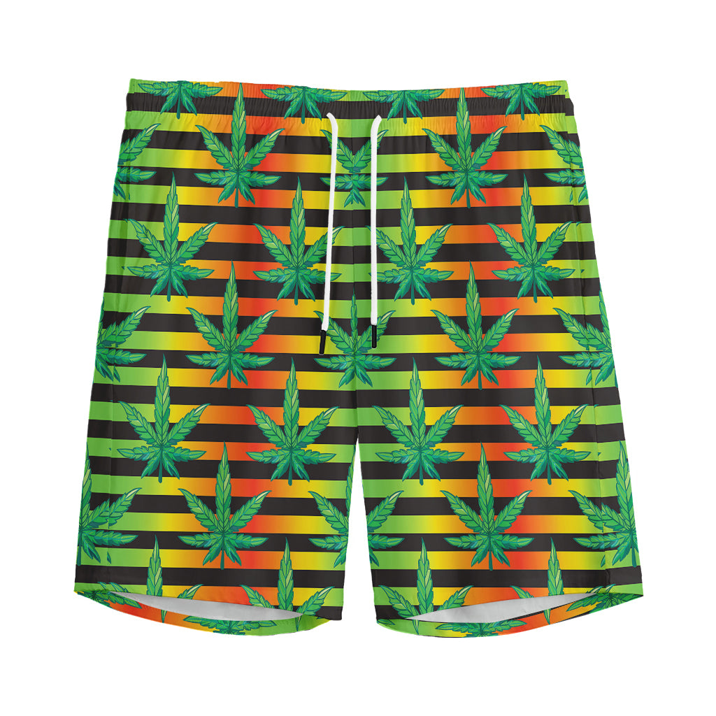 Rasta Striped Pattern Print Men's Sports Shorts