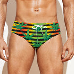 Rasta Striped Pattern Print Men's Swim Briefs