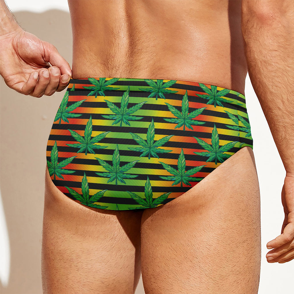 Rasta Striped Pattern Print Men's Swim Briefs