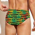 Rasta Striped Pattern Print Men's Swim Briefs