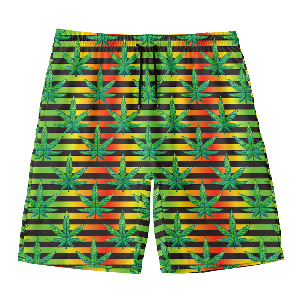 Rasta Striped Pattern Print Men's Swim Trunks