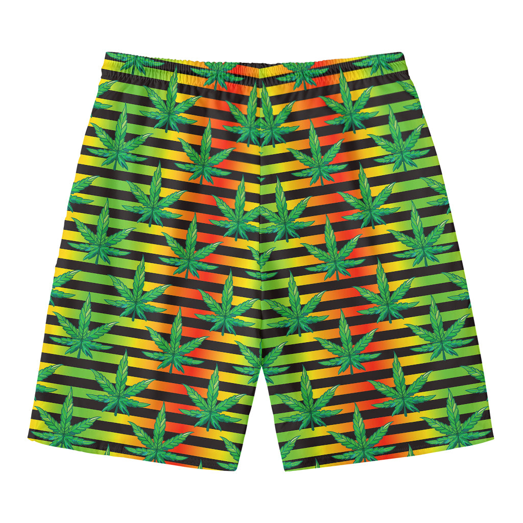 Rasta Striped Pattern Print Men's Swim Trunks