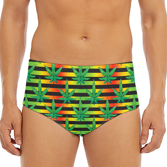 Rasta Striped Pattern Print Men's Triangle Swim Briefs