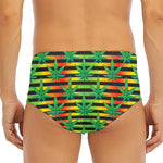 Rasta Striped Pattern Print Men's Triangle Swim Briefs