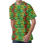 Rasta Striped Pattern Print Men's Velvet T-Shirt