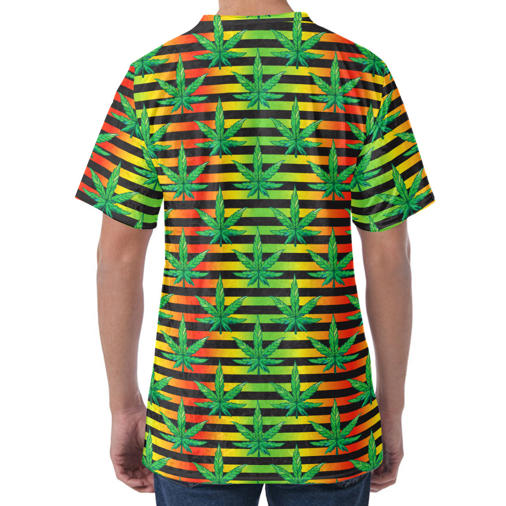 Rasta Striped Pattern Print Men's Velvet T-Shirt