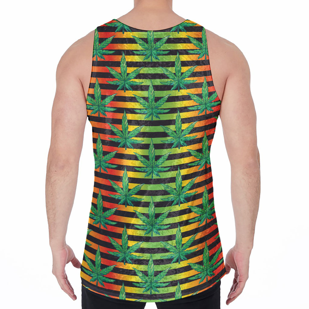 Rasta Striped Pattern Print Men's Velvet Tank Top