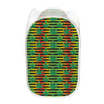 Rasta Striped Pattern Print Mesh Laundry Hamper