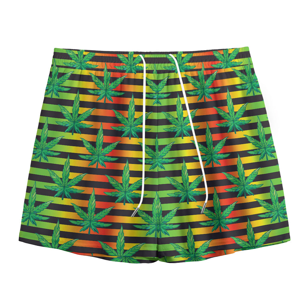 Rasta Striped Pattern Print Mesh Shorts