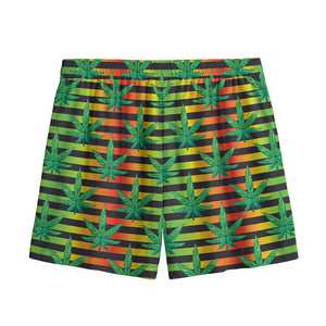 Rasta Striped Pattern Print Mesh Shorts