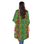 Rasta Striped Pattern Print Open Front Beach Cover Up