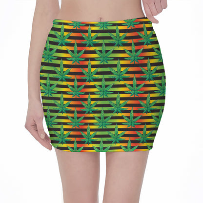 Rasta Striped Pattern Print Pencil Mini Skirt
