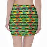 Rasta Striped Pattern Print Pencil Mini Skirt