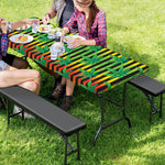 Rasta Striped Pattern Print Picnic Table Cover