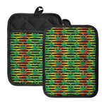 Rasta Striped Pattern Print Pot Holders With Pocket