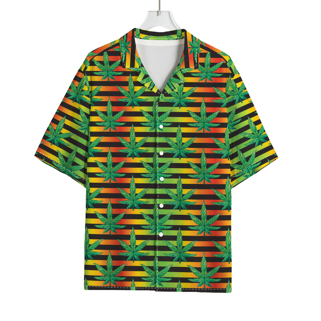 Rasta Striped Pattern Print Rayon Hawaiian Shirt