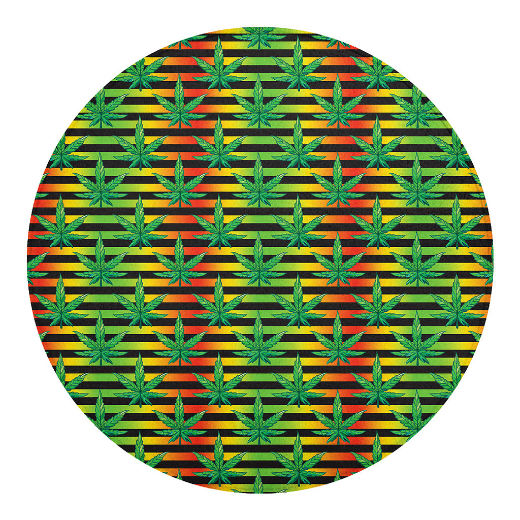 Rasta Striped Pattern Print Round Blanket