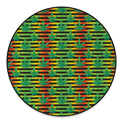 Rasta Striped Pattern Print Round Floor Mat