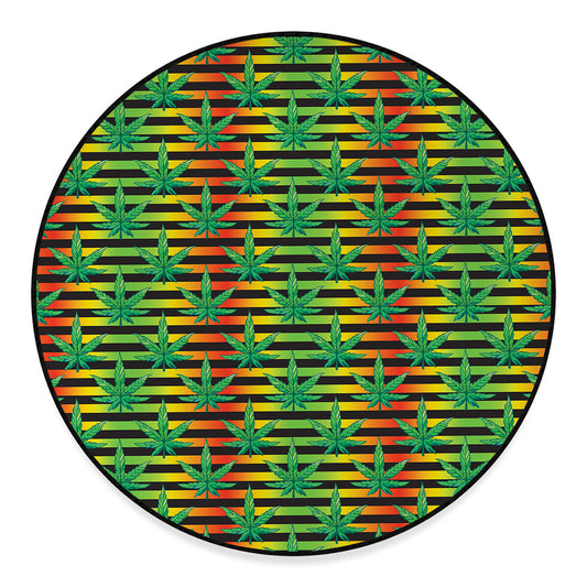 Rasta Striped Pattern Print Round Floor Mat