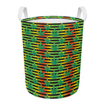 Rasta Striped Pattern Print Round Laundry Basket