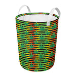 Rasta Striped Pattern Print Round Laundry Basket