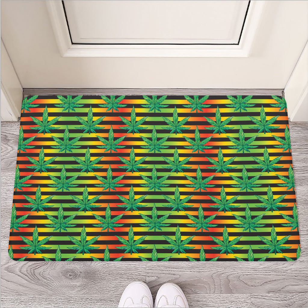 Rasta Striped Pattern Print Rubber Doormat