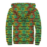 Rasta Striped Pattern Print Sherpa Lined Zip Up Hoodie