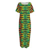 Rasta Striped Pattern Print Short Sleeve Long Nightdress