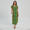 Rasta Striped Pattern Print Short Sleeve Maxi Dress