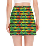 Rasta Striped Pattern Print Side Slit Mini Skirt